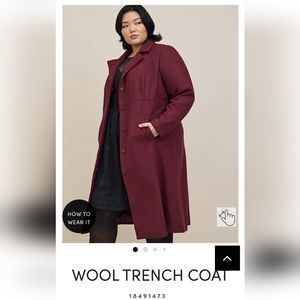 🆕 Maroon Belted Wool Trench Coat🧥